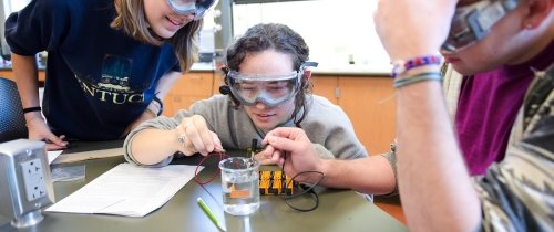 Students conducting a chemistry experiment