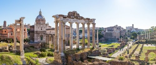 Forum Romanum view from the Capitoline Hill in Italy, Rome