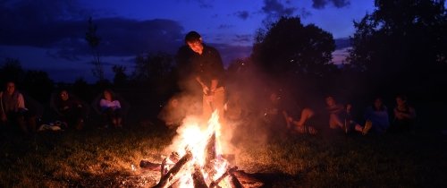 students in an American literature class recreate a “busk,” a Thoreau tradition based on Native American cultures.