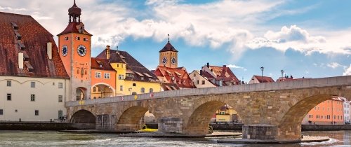 Regensburg bridge tower, Regensburg, eastern Bavaria, Germany