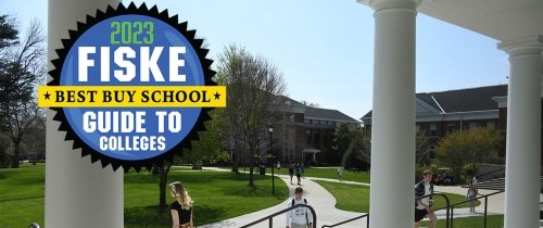 Centre's campus with Fiske &quot;Best buy School&quot; graphic