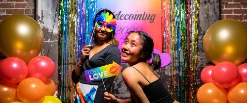 Students enjoyed props and a photo booth at Pridecoming 2022.