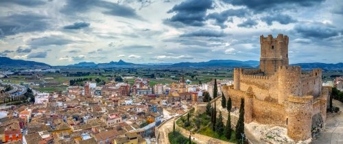 1900x798_spain_shutterstock.jpg Aerial view of the castle of Villena in the province of Alicante, Spain.