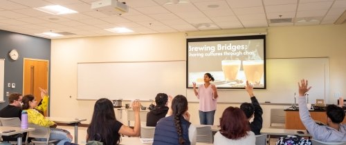 Mehak Mittal presents on chai during Building Bridges and Community Day