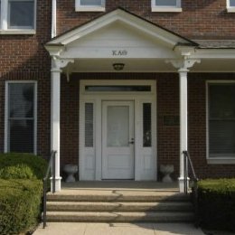 Door way of Kappa Alpha Theata house with steps leading to door
