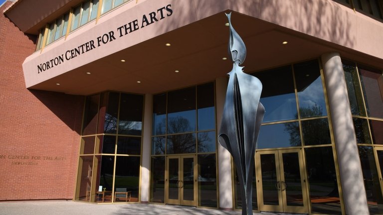 Ed Astris sculpture in front of the Norton Center