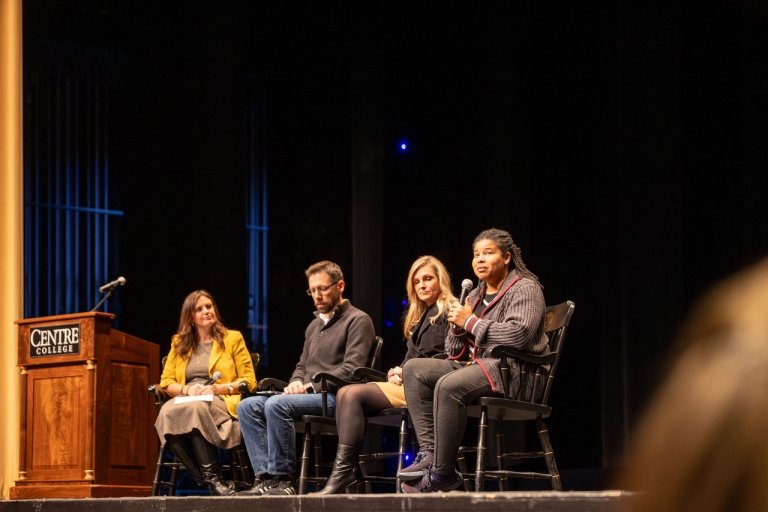 Pictured on stage, from left: Ansley Bredar, Matthew Pierce, Pam Baughman, and Jessica Chisley.