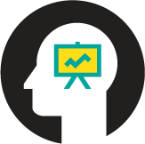 Graphic silhouette of a human head with a line graph inside