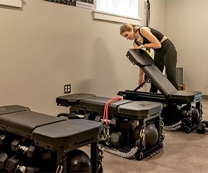 inside Stevenson and Vincent basement workout space with equipment