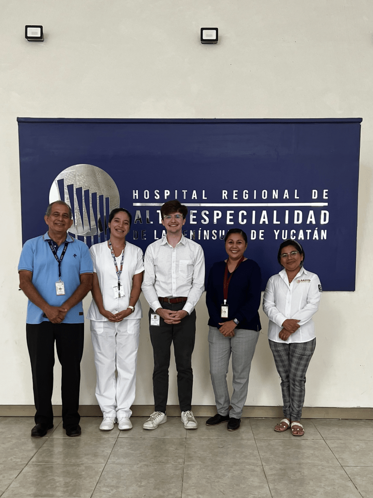 Nick Keiran during his Healthcare Professions class in Merida, Mexico, simultaneously completing a public health and patient safety internship at a public hospital called El Hospital Regional de Alta Especialidad de la Península de Yucatán