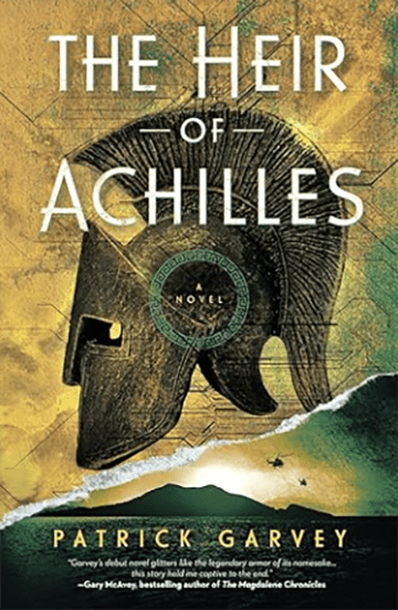 A book cover shows a roman helmet and the title "The Heir of Achilles."