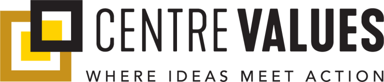 Black and gold Centre Values horizontal logo