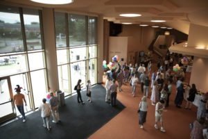 aerial photo of inside Norton Center lobby