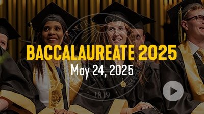 Baccalaureate 2025 livestream with image of graduates