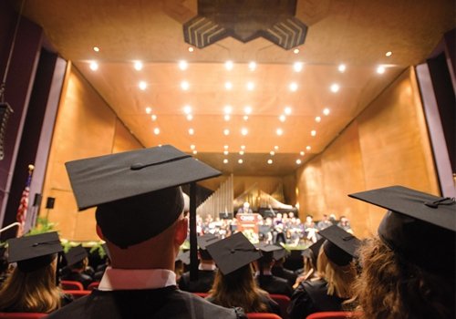 Students facing stage in Norton Centre for Baccalaureate