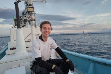 Tyler Kinney on a boat.