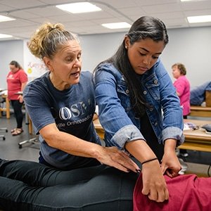 Centre student interning with a physical therapist