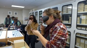 Students study at the National Museum of African Art.