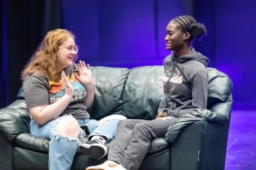 Students practice "Soft Launch" in Weisiger Theatre.