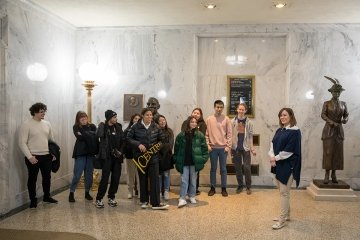 Students visited the Kentucky State Capitol during an alternative spring break trip on Monday, March 20, 2023.