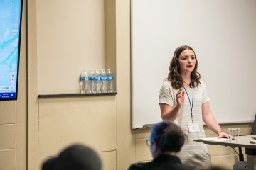 Class of 2023 student Nellie Ellis presented research on the "Bloody Harlan Labor War."