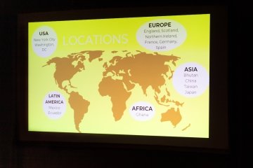 A projection of a map of the world shows Centre College study abroad locations.