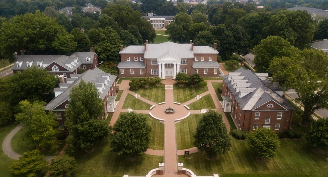 An aerial view of Old Centre from Benefactors' Plaza