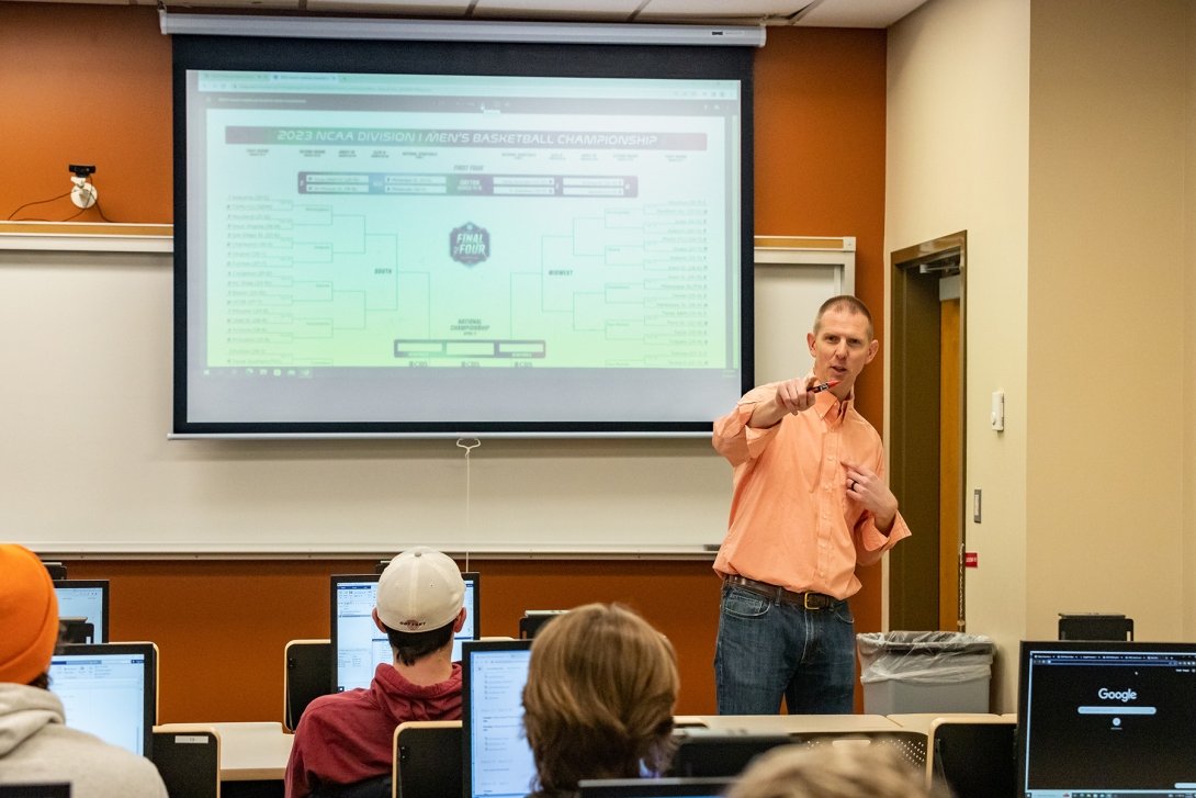 Professor of Mathematics and Data Science Jeff Heath and his classes of Sports Analytics are using numbers to create educated predictions in the NCAA Tournament. 