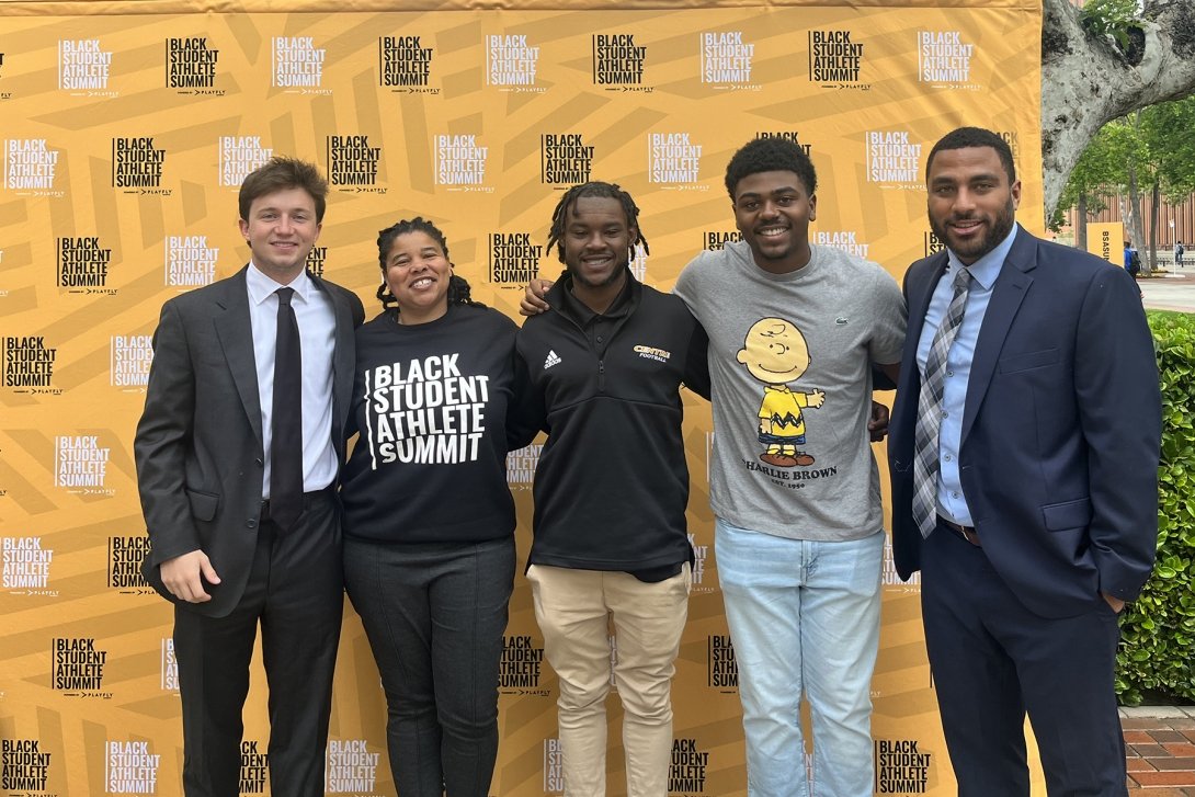 Mark Pyburn, Jessica Chisley, Jamikel James, Jalen Deadwyler and Xavier Tomlin attended the Black Student-Athlete Summit in May 2023.
