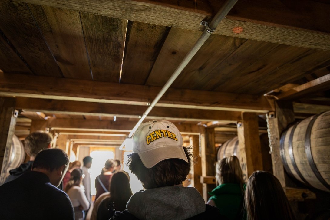 Students visited Wilderness Trace Distillery during a course taught by Lee Jefferson in March of 2023.