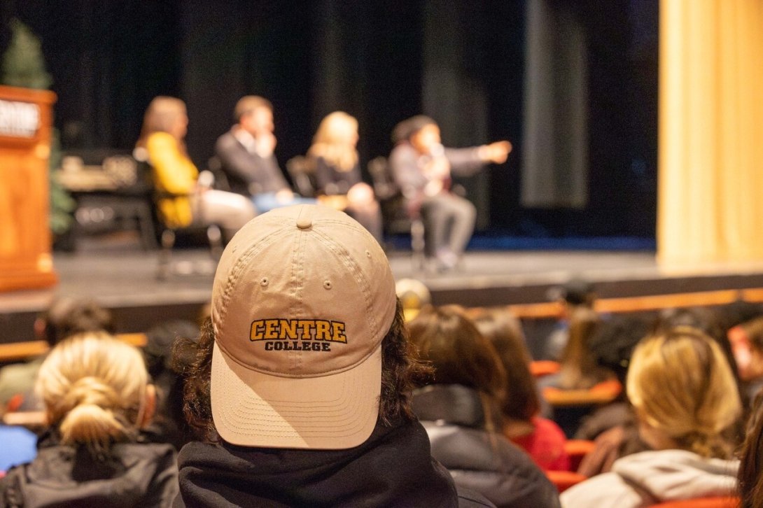 A student listens at the Finding Your Centre celebration at the end of the fall 2023 semester.