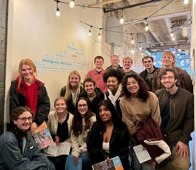 Professor Rick Axtell's course on poverty, hunger and the environment visited the offices of Kentucky Refugee Ministries, thanks in part to grant funding through the Office of Civic and Community Engagement.