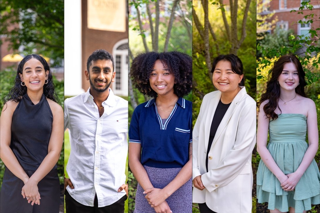 Centre College's 2024 Atkins Scholars, from left to right: Lana Amoudi, Sudeep Gadde, Kasey Montgomery, Emma Peterson, Lorelei Watson. Not pictured: Arthur Jenkins '23.