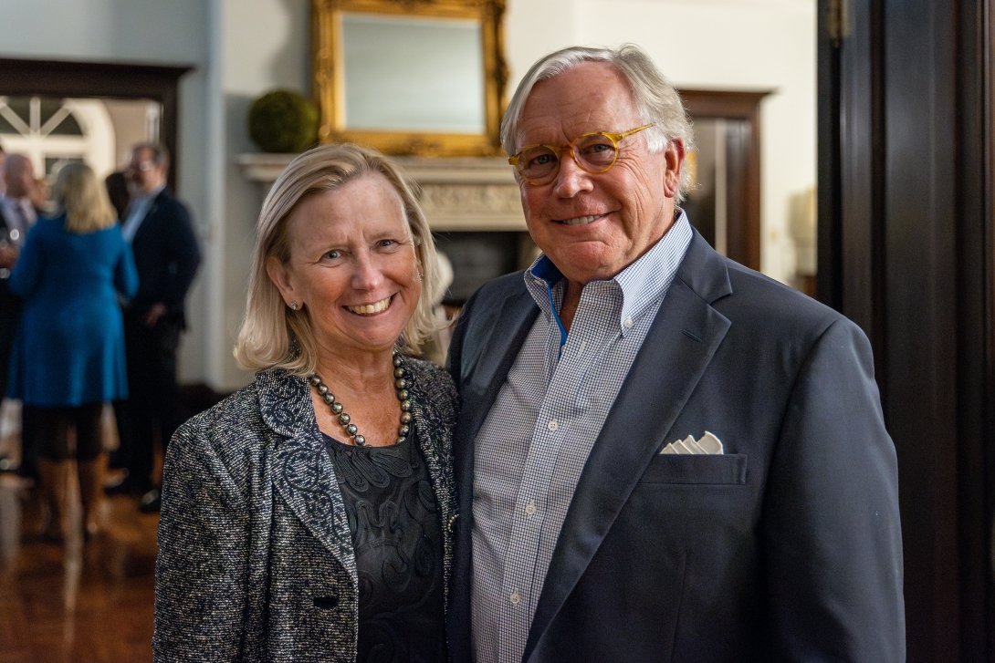 Jennie Peaslack Carlson and Richard Carlson smile for a photo during a Centre Board of Trustees event. 