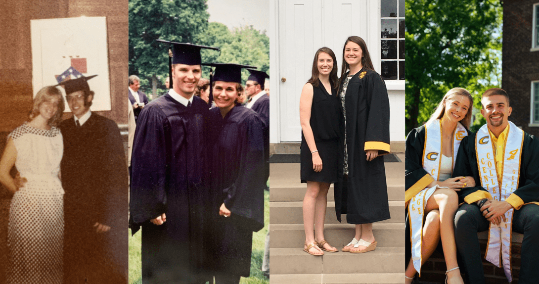 Collage of all four couples at their Centre Commencements.